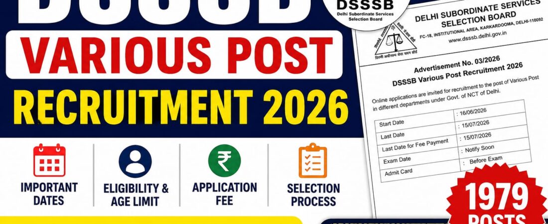 DSSSB Recruitment 2026: Apply Online for 1979 Various Posts Full   Notification